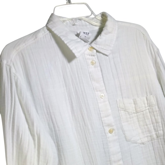 GAP Womens The Big Shirt White Gauze Long Sleeve Button Down Top Medium M - Picture 2 of 13